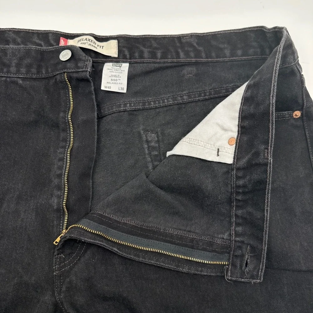Levis‎ 550 Relaxed Fit Black Denim Jeans Mens W48 L30 (Actual 45x29) Grunge VTG